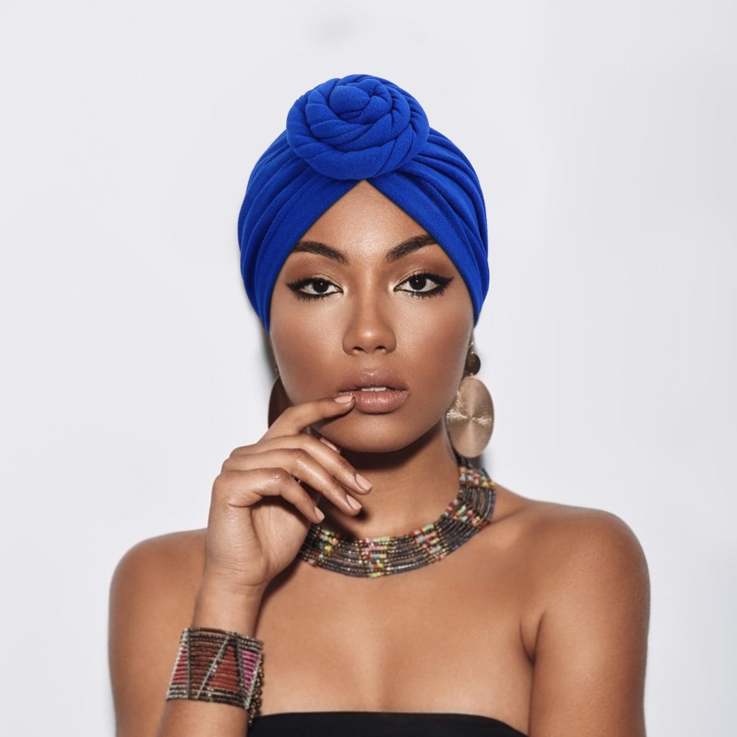African Women Turban Caps Pre-Tied Twisted Turbans Head Scarf for Women Hair Wraps Cover Beanie Cancer Chemo Headwear
