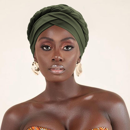 African Women Turban Caps Pre-Tied Twisted Turbans Head Scarf for Women Hair Wraps Cover Beanie Cancer Chemo Headwear
