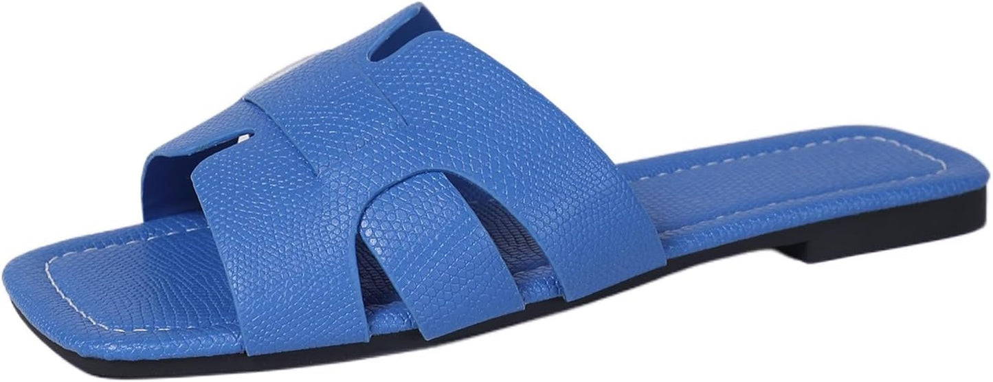 Women's Dressy Casual Flat Sandals, Elegant Comfortable Slip-On Slides with Textured Upper, Versatile Dressy Style for Everyday Wear (Copy)