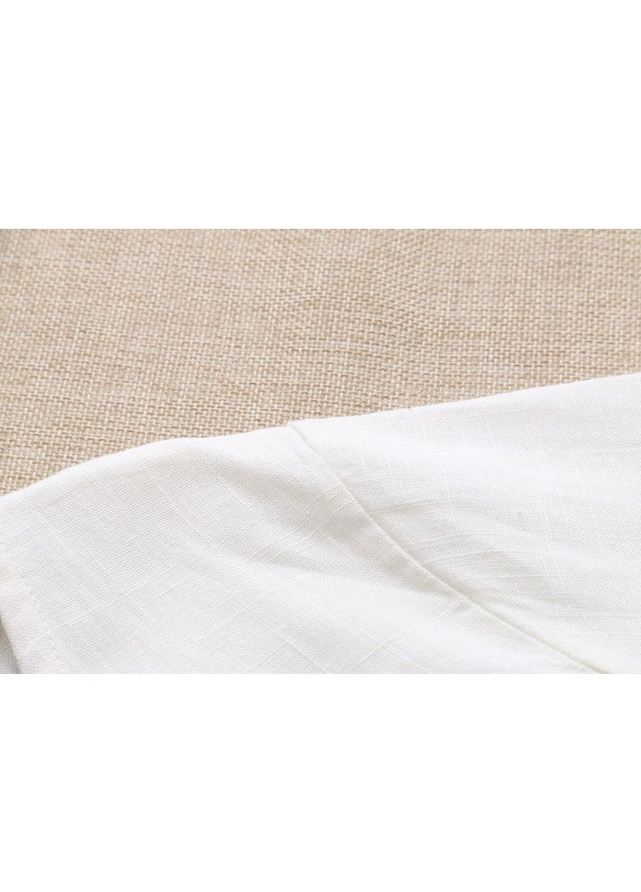 Minibee Women's Ethnic Cotton Linen Short/Long Sleeves Irregular Dress