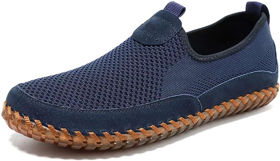 Men's Genuine Leather Loafer Shoes Slip On Soft Walking Shoes Perforated Driving Shoes