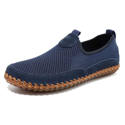 Men's Genuine Leather Loafer Shoes Slip On Soft Walking Shoes Perforated Driving Shoes