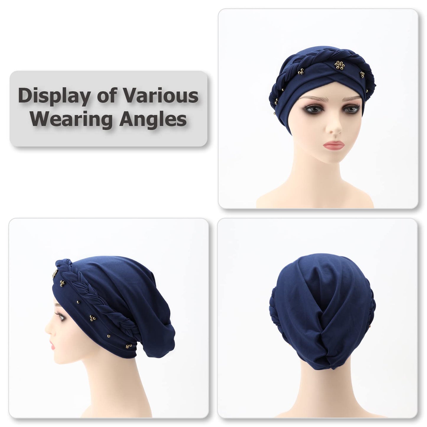 African Women Turban Caps Pre-Tied Twisted Turbans Head Scarf for Women Hair Wraps Cover Beanie Cancer Chemo Headwear