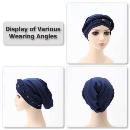 African Women Turban Caps Pre-Tied Twisted Turbans Head Scarf for Women Hair Wraps Cover Beanie Cancer Chemo Headwear