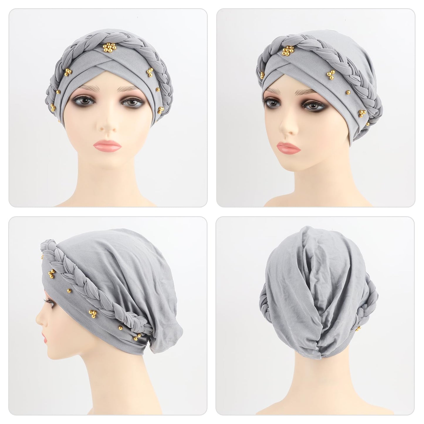 African Women Turban Caps Pre-Tied Twisted Turbans Head Scarf for Women Hair Wraps Cover Beanie Cancer Chemo Headwear