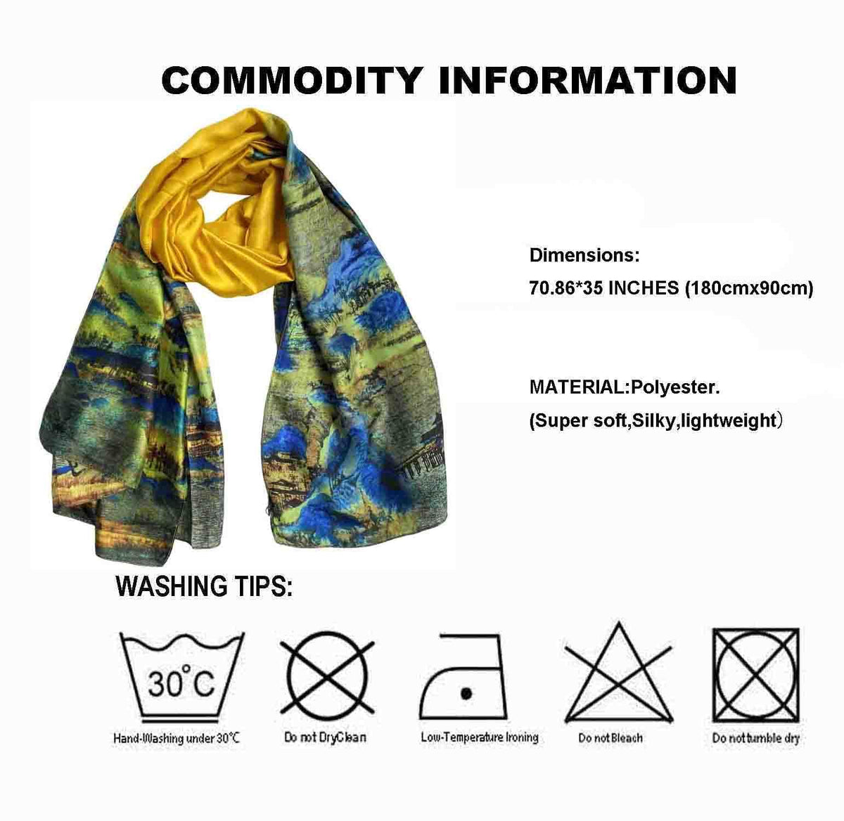 Acotavie Scarfs for Women Dressy Fashion Scarves Long Floral Pattern Scarf