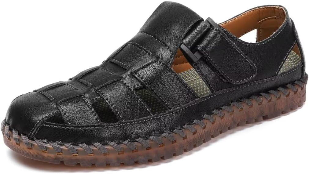 Shaire Men'S Sandals Outdoor Leather Closed Toe Beach Shoes