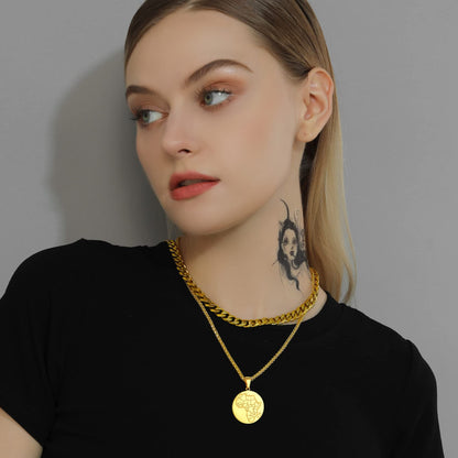 GOLDCHIC JEWELRY Africa Map Necklace for Men, Stainless Steel African Tribal/Egyptian Eye of Horus/I LOVE AFRICA/Elephant Map Hiphop Jewelry Unisex with 22'+2'Adjustable Chain