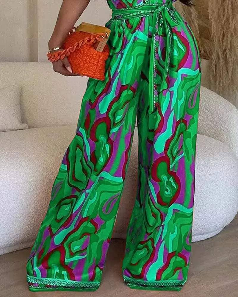 Multi color abstract print wide leg jumpsuit: MULTICOLOR / 1-1-1-1 / S-M-L-XL