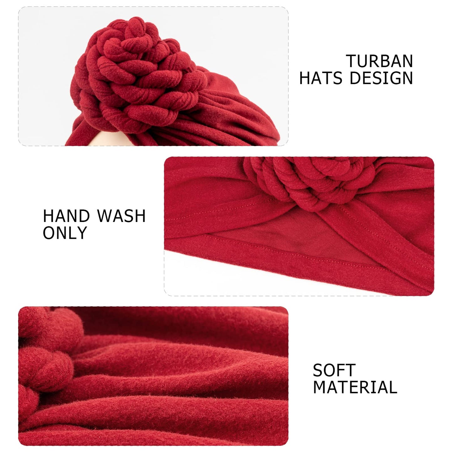 DRESHOW 5 Pack Knotted Headwraps for Women African Turban Pre-Knotted Beanie Headwraps Hair Covers