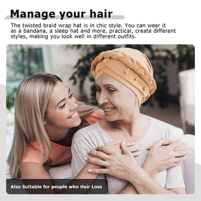 African Women Turban Caps Pre-Tied Twisted Turbans Head Scarf for Women Hair Wraps Cover Beanie Cancer Chemo Headwear