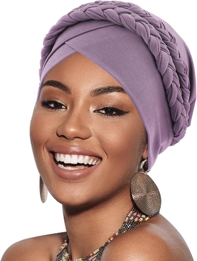 African Women Turban Caps Beanie Twist Headscarf Pre-Tied Double Twisted Braid Hair Cover Wrap Hat Chemo Cancer Cap