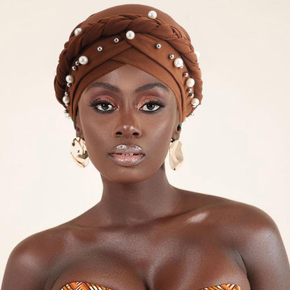 African Women Turban Caps Pre-Tied Twisted Turbans Head Scarf for Women Hair Wraps Cover Beanie Cancer Chemo Headwear