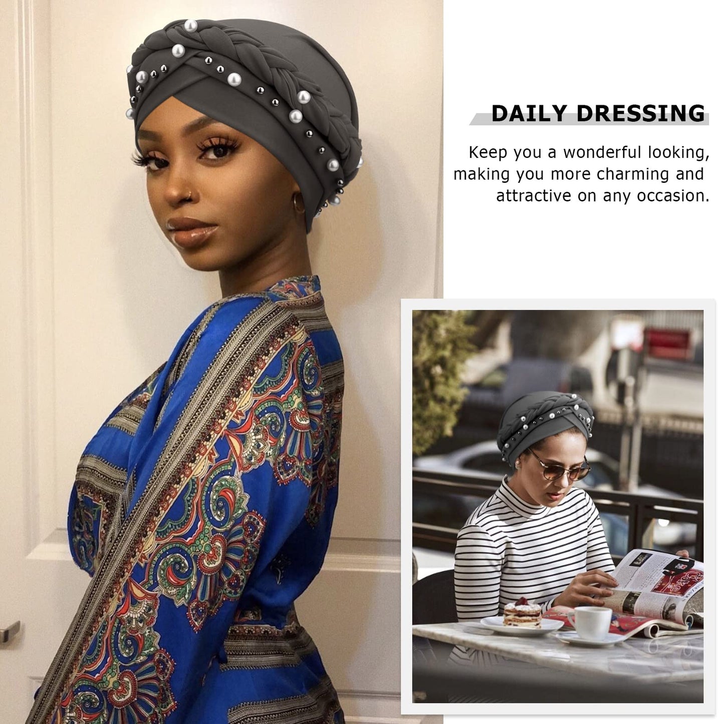 African Women Turban Caps Pre-Tied Twisted Turbans Head Scarf for Women Hair Wraps Cover Beanie Cancer Chemo Headwear