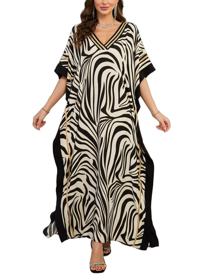 KECVOT Kaftan Dresses for Women V-Neck Print Swimsuit Cover Up Plus Size Beach Caftan Lounge Dress