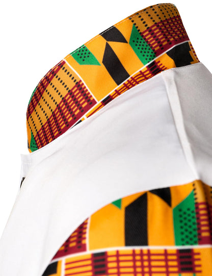 LucMatton Men's 2 Piece Outfits Long Sleeve Button Down African Dashiki Shirts and Pants Set Traditional Ethnic Suits