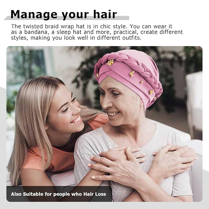 African Women Turban Caps Pre-Tied Twisted Turbans Head Scarf for Women Hair Wraps Cover Beanie Cancer Chemo Headwear