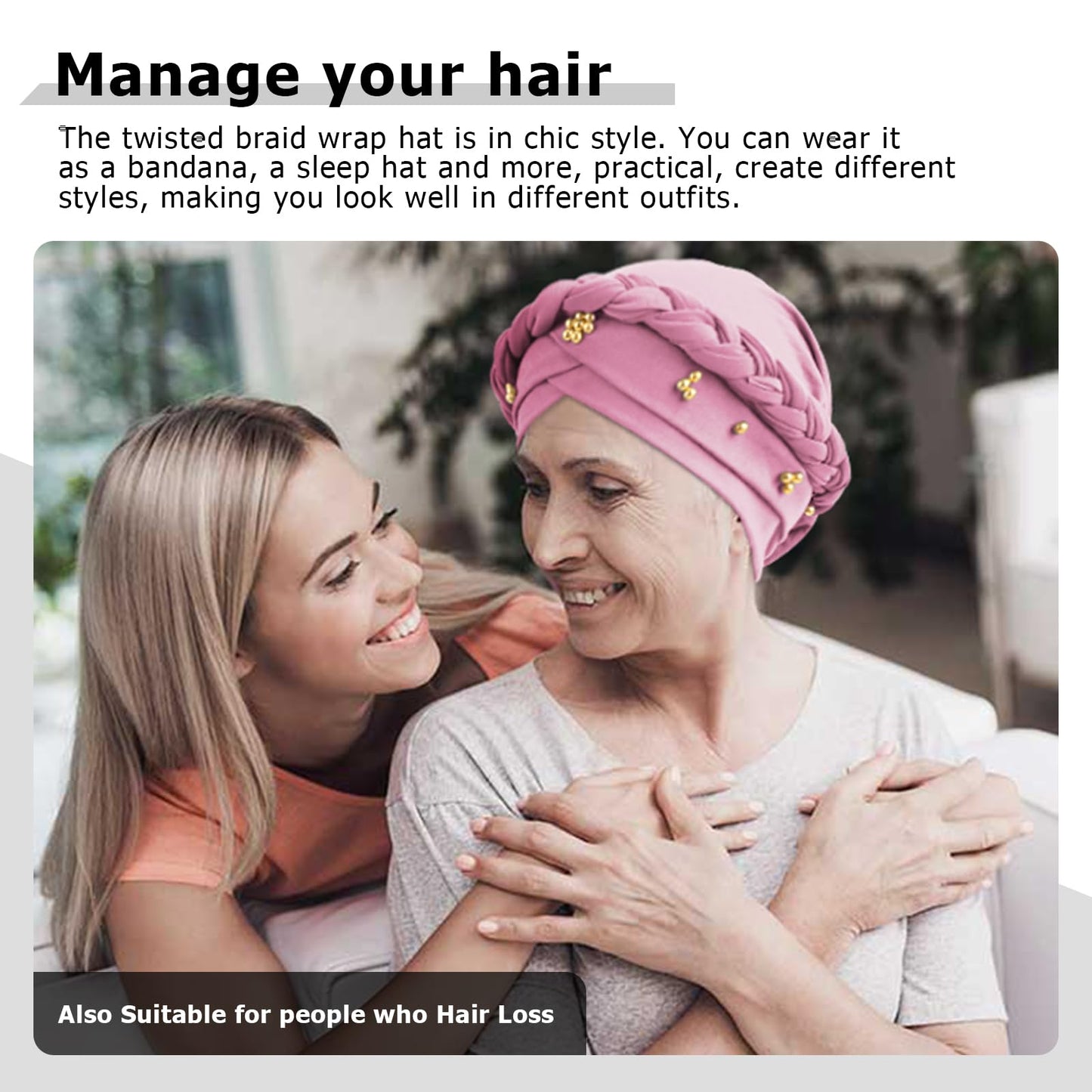 African Women Turban Caps Pre-Tied Twisted Turbans Head Scarf for Women Hair Wraps Cover Beanie Cancer Chemo Headwear