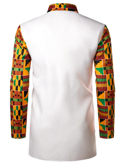 LucMatton Men's 2 Piece Outfits Long Sleeve Button Down African Dashiki Shirts and Pants Set Traditional Ethnic Suits