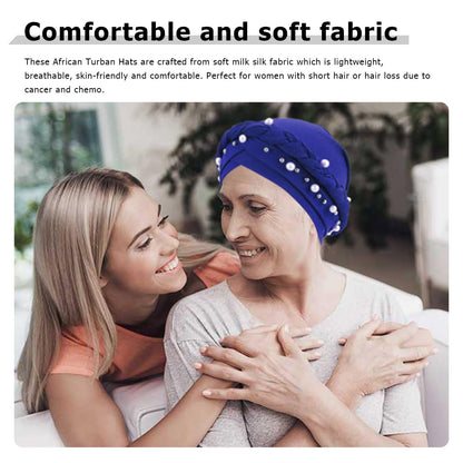 African Women Turban Caps Pre-Tied Twisted Turbans Head Scarf for Women Hair Wraps Cover Beanie Cancer Chemo Headwear