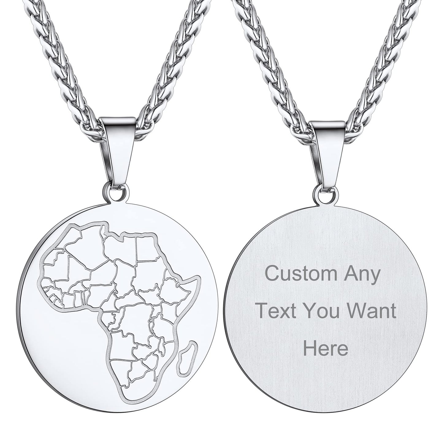GOLDCHIC JEWELRY Africa Map Necklace for Men, Stainless Steel African Tribal/Egyptian Eye of Horus/I LOVE AFRICA/Elephant Map Hiphop Jewelry Unisex with 22'+2'Adjustable Chain