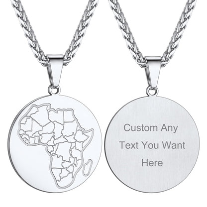 GOLDCHIC JEWELRY Africa Map Necklace for Men, Stainless Steel African Tribal/Egyptian Eye of Horus/I LOVE AFRICA/Elephant Map Hiphop Jewelry Unisex with 22'+2'Adjustable Chain