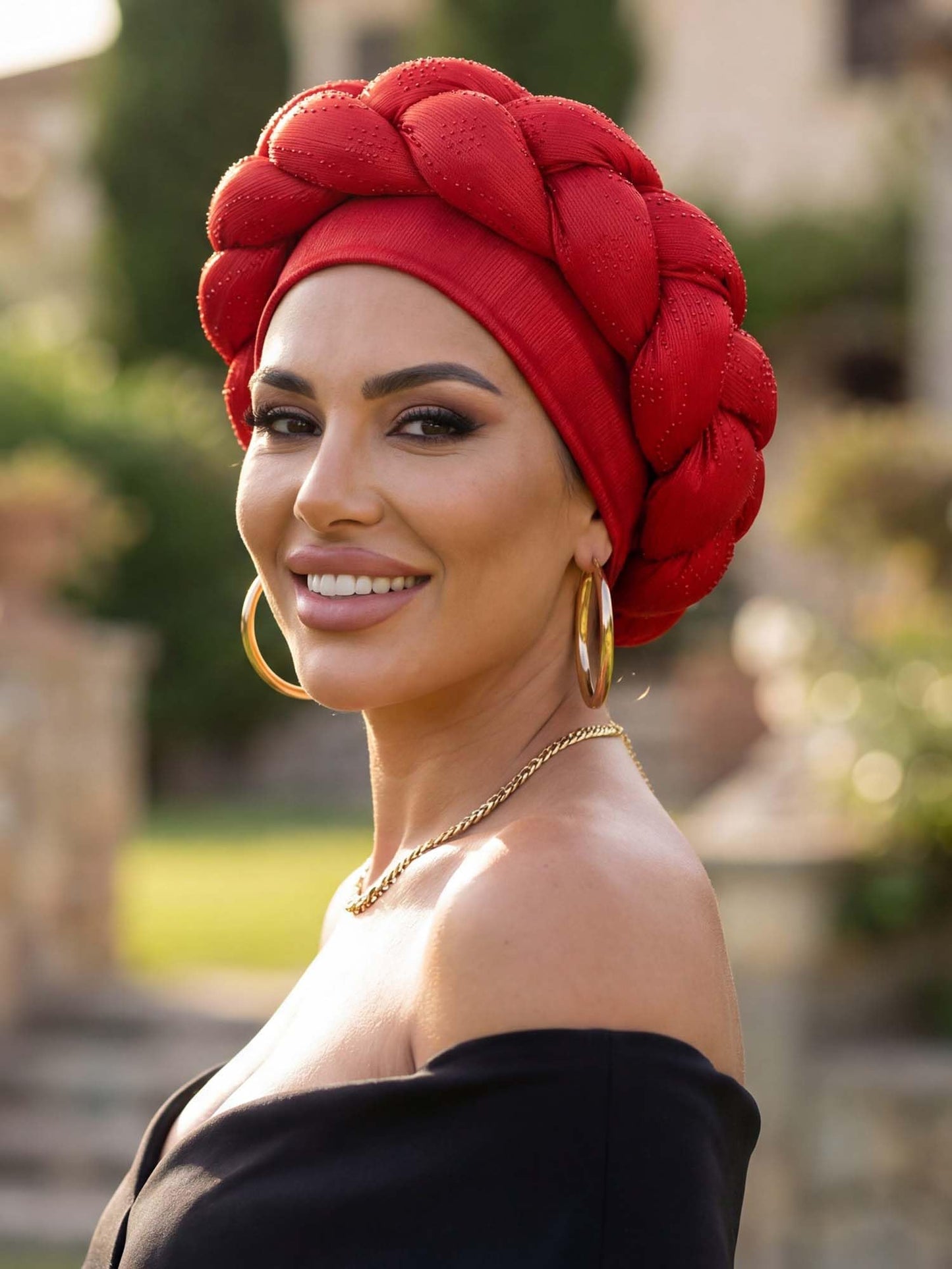 Woeoe African Headwrap Gold Braided Turbans for Women