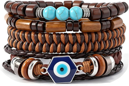 Gothic Bracelet Adjustable Punk Braided Leather Multilayer Grunge Set Bracelets Emo Metal Cuff Wrap Bangles Meaningful Gift