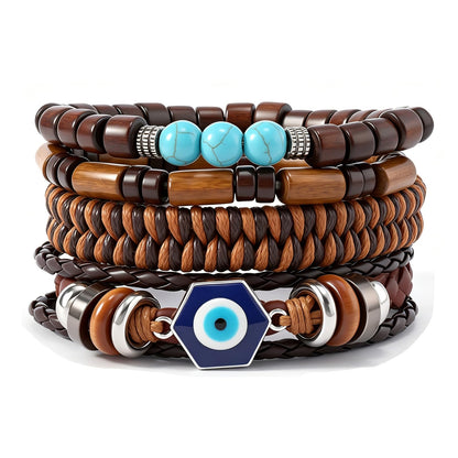 Gothic Bracelet Adjustable Punk Braided Leather Multilayer Grunge Set Bracelets Emo Metal Cuff Wrap Bangles Meaningful Gift