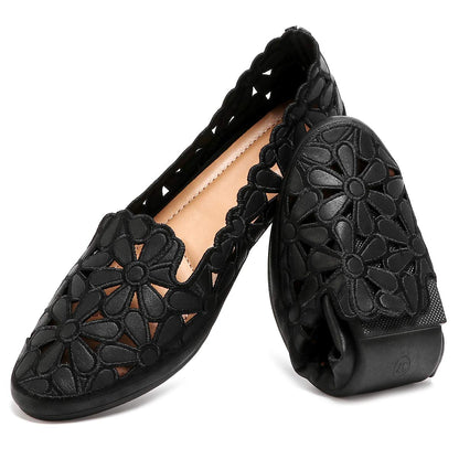 HEAWISH Women's Floral Ballet Flats Slip On Dress Shoes