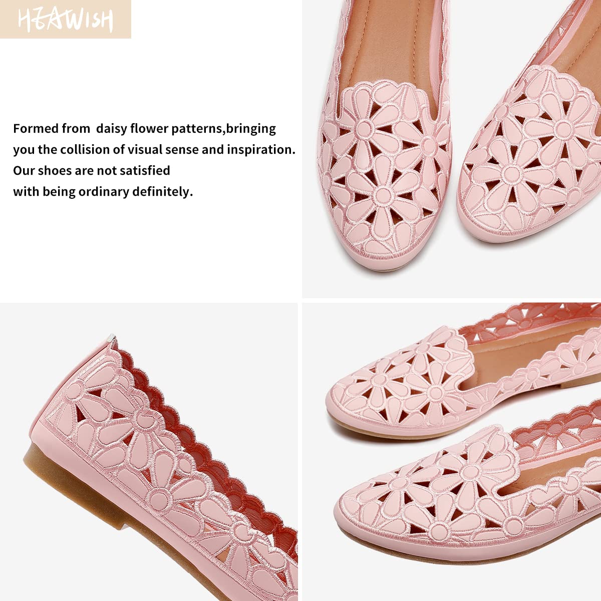 HEAWISH Women's Floral Ballet Flats Slip On Dress Shoes