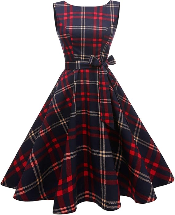Hanpceirs Women's Boatneck Sleeveless Swing Vintage 1950s Cocktail Dress New