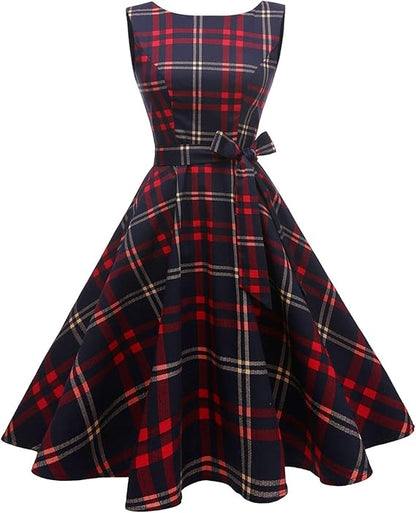 Hanpceirs Women's Boatneck Sleeveless Swing Vintage 1950s Cocktail Dress New