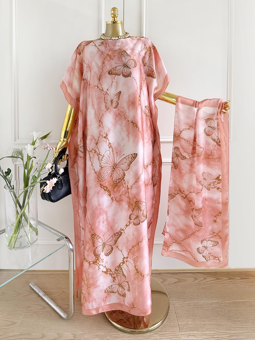 Moo Moos for Women Kaftan Dresses+Scarf for Women Plus Size Bathing Suit Cover up Caftan Maxi Beach Dresses