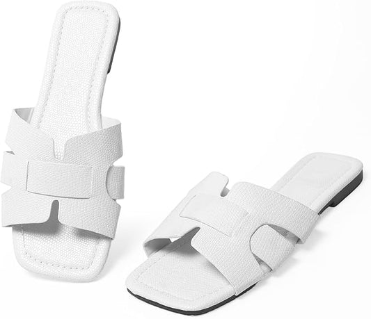 Women's Dressy Casual Flat Sandals, Elegant Comfortable Slip-On Slides with Textured Upper, Versatile Dressy Style for Everyday Wear (Copy) (Copy) (Copy) (Copy)