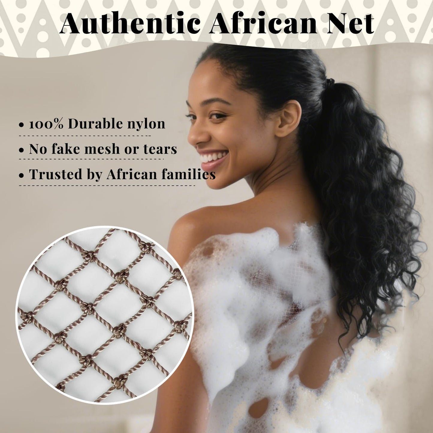 African Net Sponge Authentic-4 Packs African Exfoliating Net Sponge,Bath Sponges for Shower,42 inch Long for Normal to Sensitive Skin, for Daily use, Body Exfoliator Shower (Green,Pink,Blue,Grey)