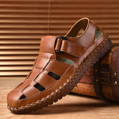 Shaire Men'S Sandals Outdoor Leather Closed Toe Beach Shoes