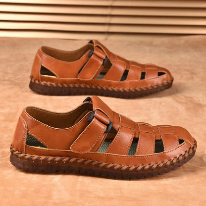 Shaire Men'S Sandals Outdoor Leather Closed Toe Beach Shoes