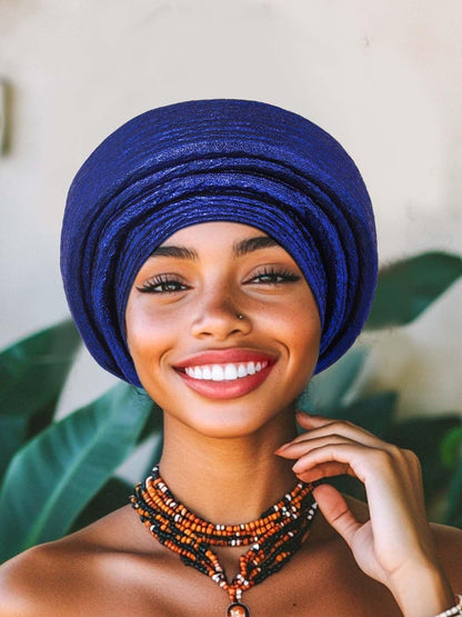 Woeoe African Head Wraps for Black Women Gold Pre Tied Headdress Wedding Turban Hats