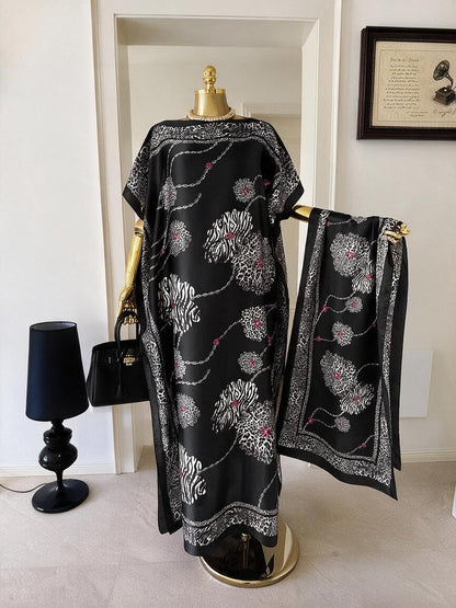 Moo Moos for Women Kaftan Dresses+Scarf for Women Plus Size Bathing Suit Cover up Caftan Maxi Beach Dresses