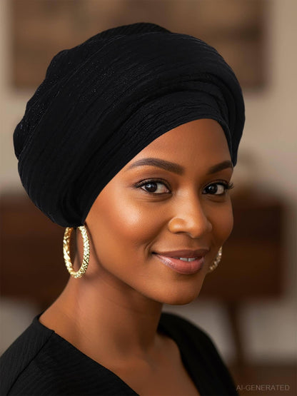 Woeoe African Head Wraps for Black Women Gold Pre Tied Headdress Wedding Turban Hats