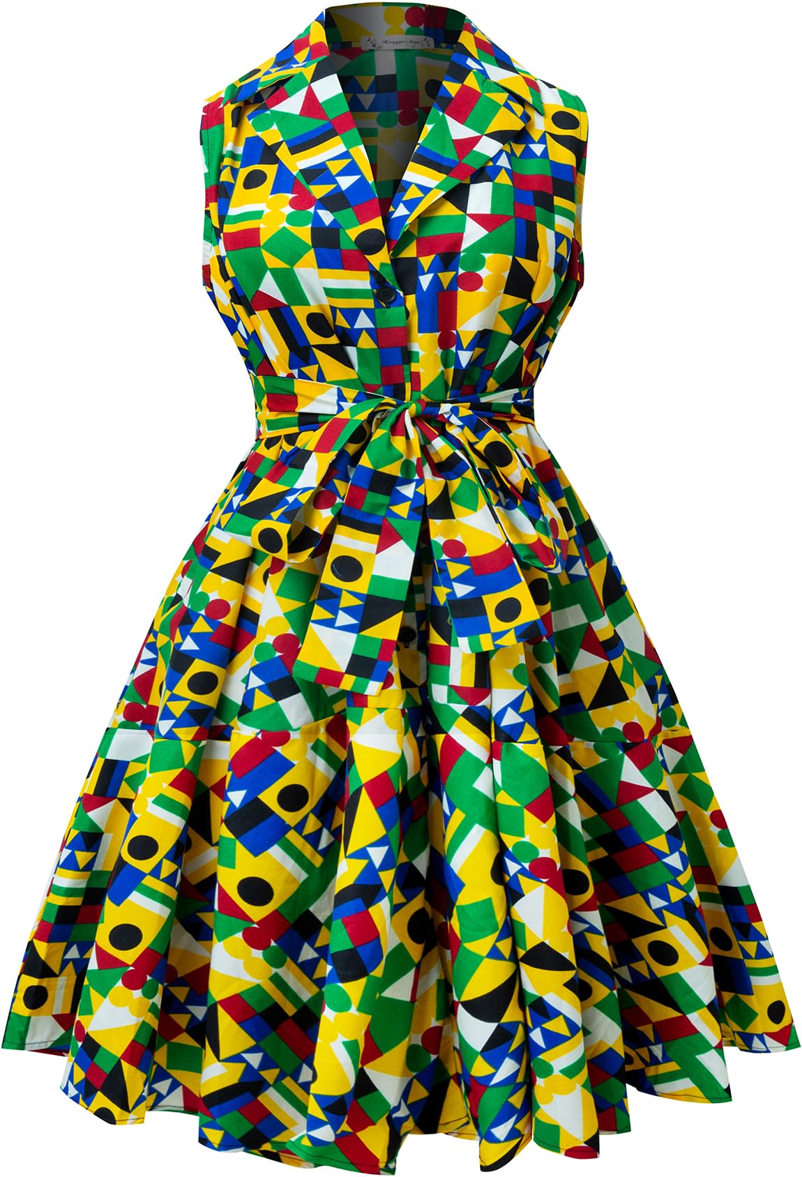 African Print Sleeveless Dress Ankara Lace-up Dress Wax Fashion Dress
