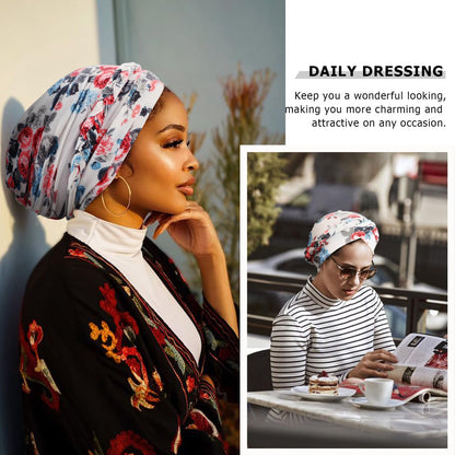 African Women Turban Caps Pre-Tied Twisted Turbans Head Scarf for Women Hair Wraps Cover Beanie Cancer Chemo Headwear