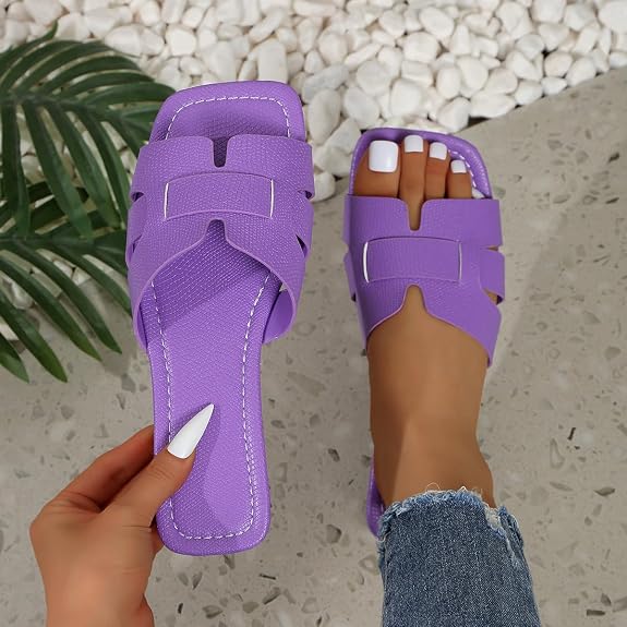 Women's Dressy Casual Flat Sandals, Elegant Comfortable Slip-On Slides with Textured Upper, Versatile Dressy Style for Everyday Wear (Copy) (Copy) (Copy) (Copy) (Copy) (Copy)