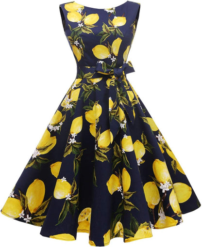 Hanpceirs Women's Boatneck Sleeveless Swing Vintage 1950s Cocktail Dress New
