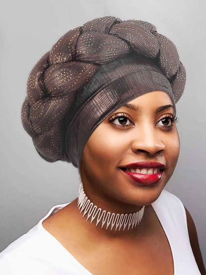 Woeoe African Headwrap Gold Braided Turbans for Women