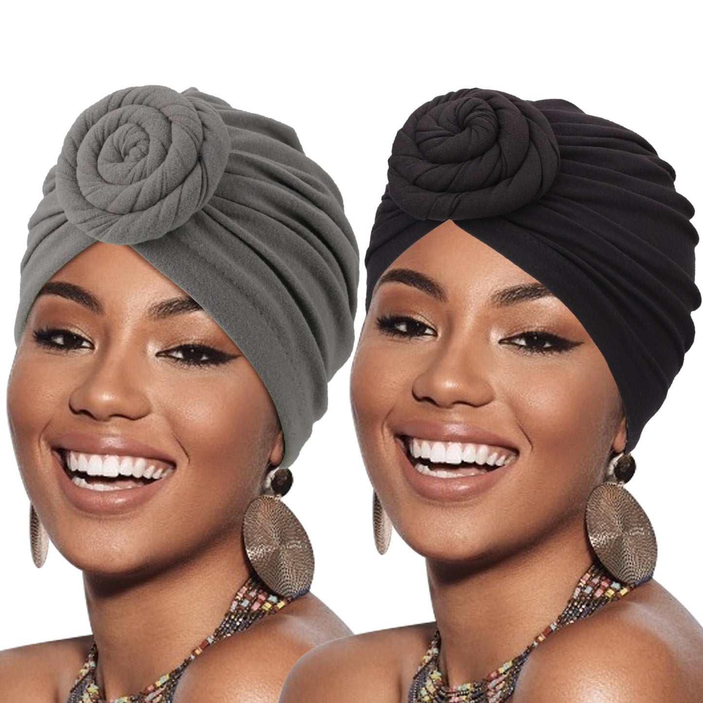 African Women Turban Caps Pre-Tied Twisted Turbans Head Scarf for Women Hair Wraps Cover Beanie Cancer Chemo Headwear