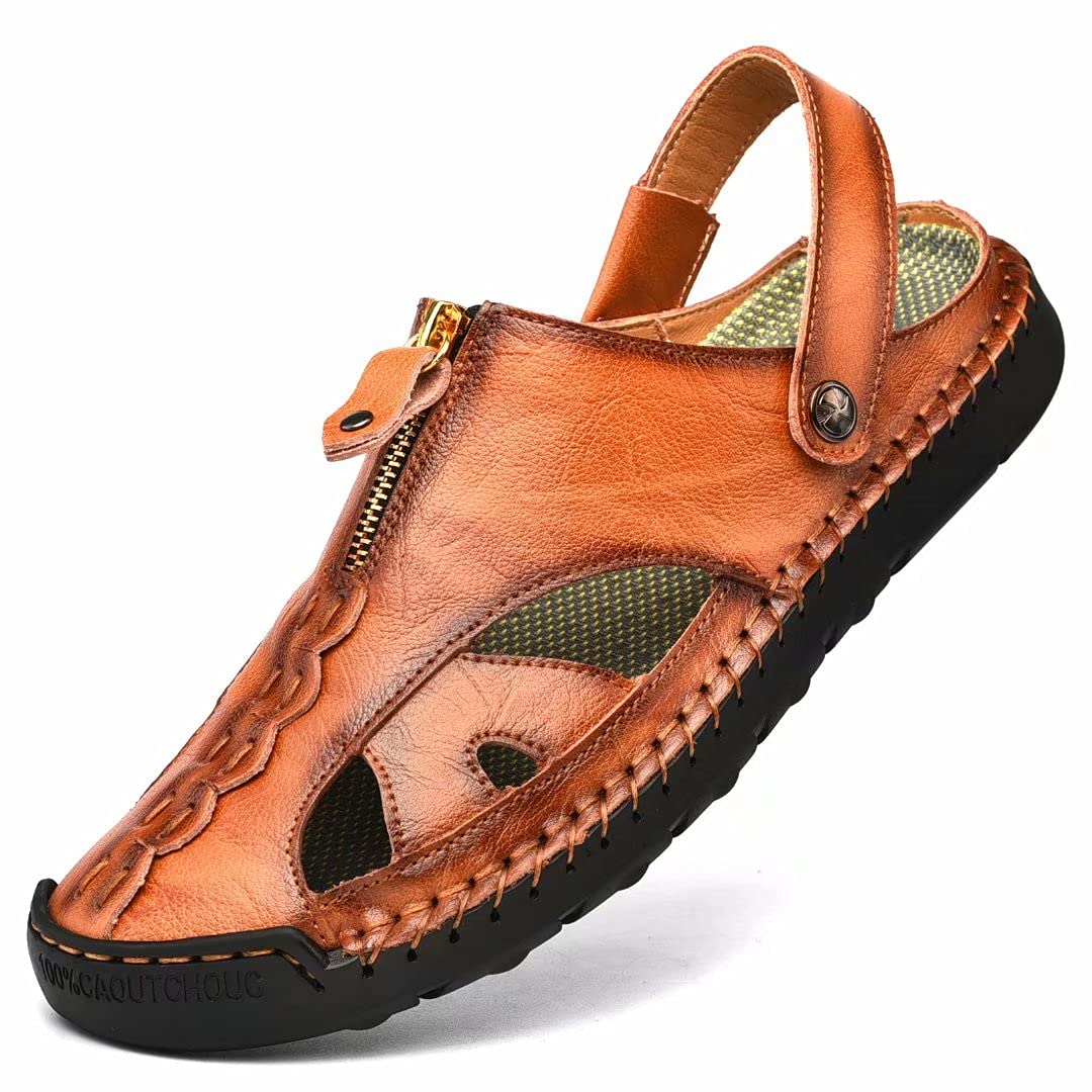 Shaire Men'S Sandals Outdoor Leather Closed Toe Beach Shoes