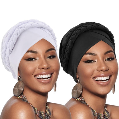 African Women Turban Caps Pre-Tied Twisted Turbans Head Scarf for Women Hair Wraps Cover Beanie Cancer Chemo Headwear