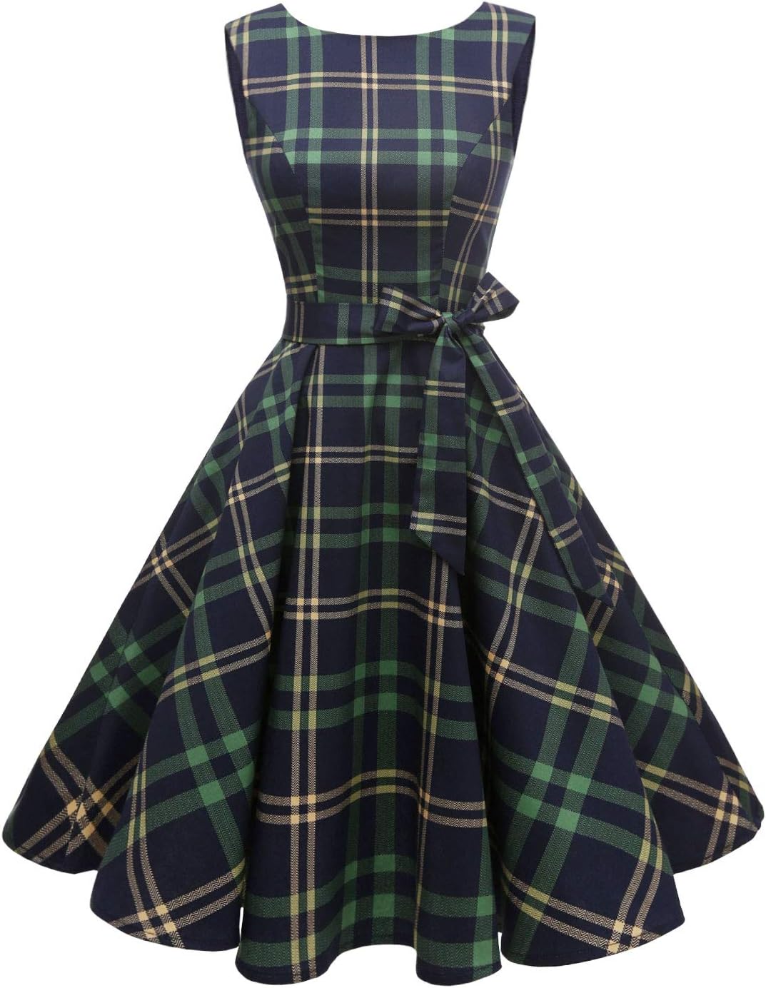 Hanpceirs Women's Boatneck Sleeveless Swing Vintage 1950s Cocktail Dress New